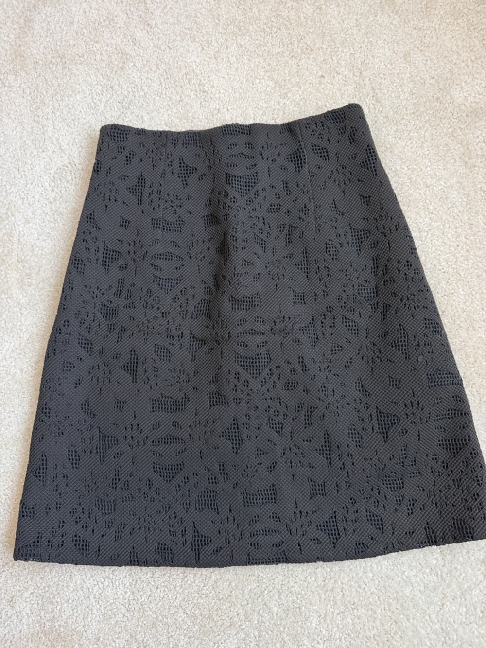Rebecca Taylor Black A-Line Lace-Texture Skirt Size 6